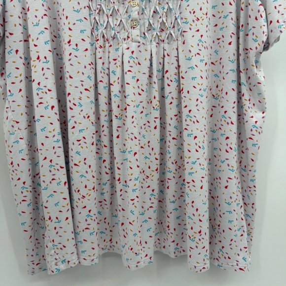 Kim Rogers Top Women 3X White Short Sleeve Peplum Sprinkle Multicolor Stretch - Picture 4 of 10